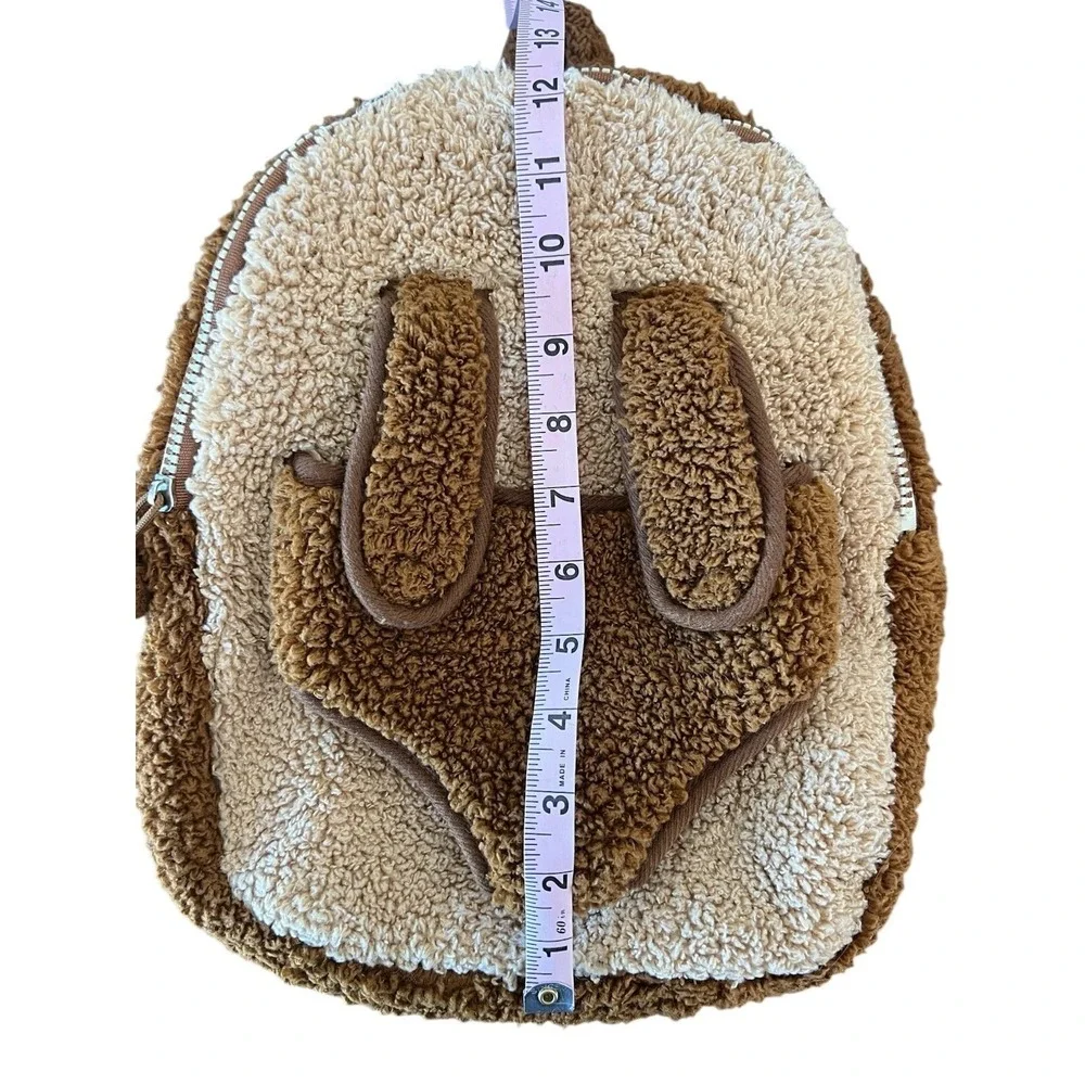 Kids Plush Sherpa Dog‎ Animal Backpack Brown Tan Fuzzy Novelty School Bag
